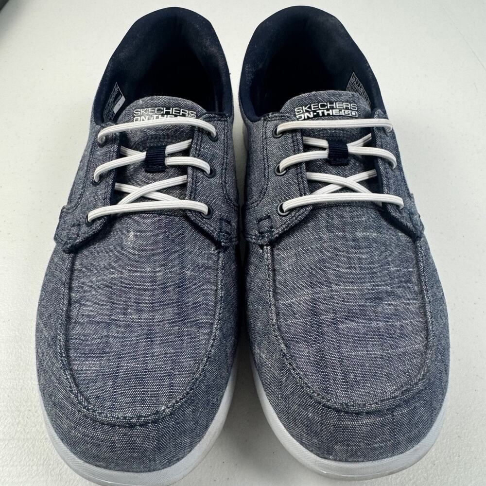 Skechers On-The-Go Flex Ashore Boat Shoes Womens 10W (Wide) Navy Blue Washable